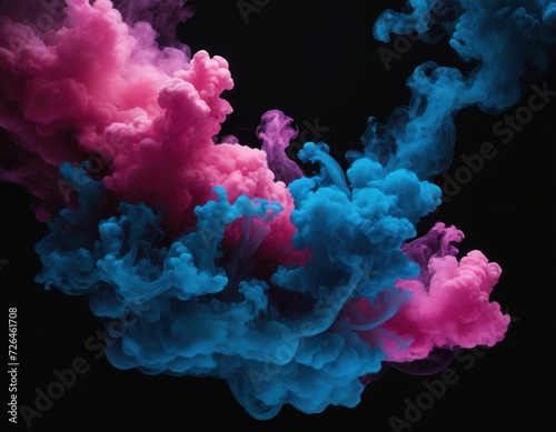 an abstract blue and pink ink shot in photoshop, in the style of smokey background, colorful biomorphic forms