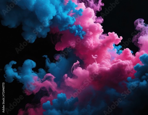 an abstract blue and pink ink shot in photoshop, in the style of smokey background, colorful biomorphic forms © Liera