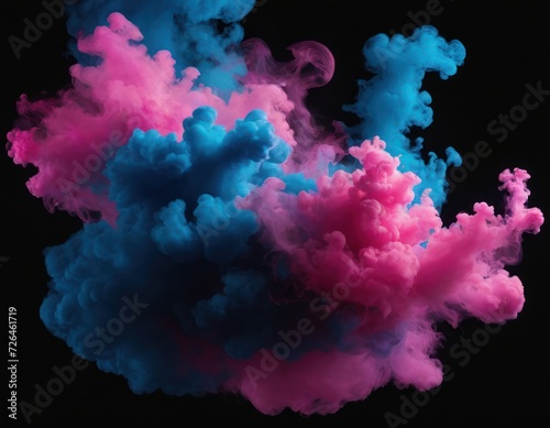an abstract blue and pink ink shot in photoshop  in the style of smokey background  colorful biomorphic forms