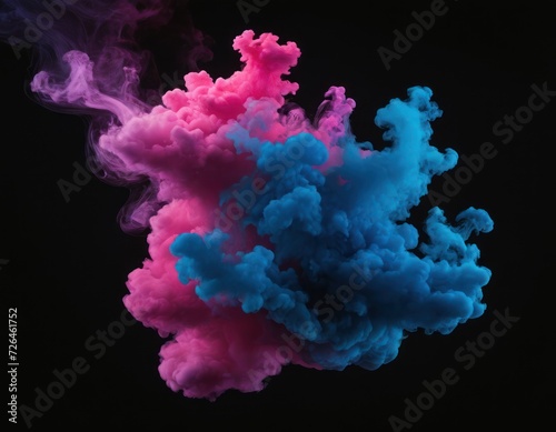 an abstract blue and pink ink shot in photoshop, in the style of smokey background, colorful biomorphic forms photo