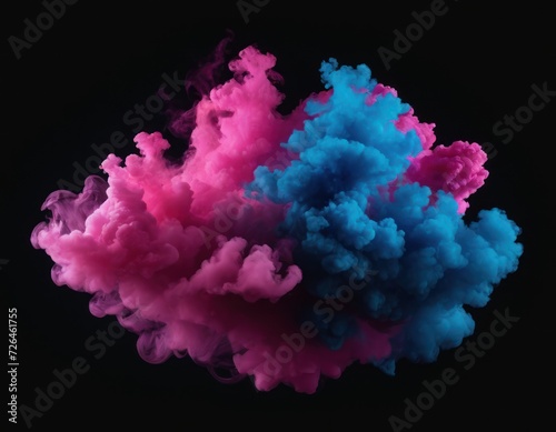 an abstract blue and pink ink shot in photoshop, in the style of smokey background, colorful biomorphic forms