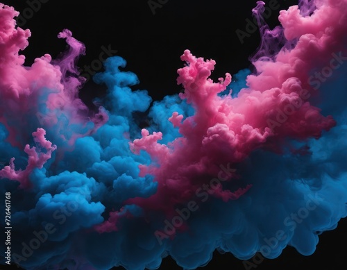 an abstract blue and pink ink shot in photoshop, in the style of smokey background, colorful biomorphic forms © Liera