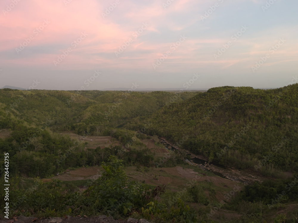 evening scenery in bukit lintang sewu, dlingo, bantul