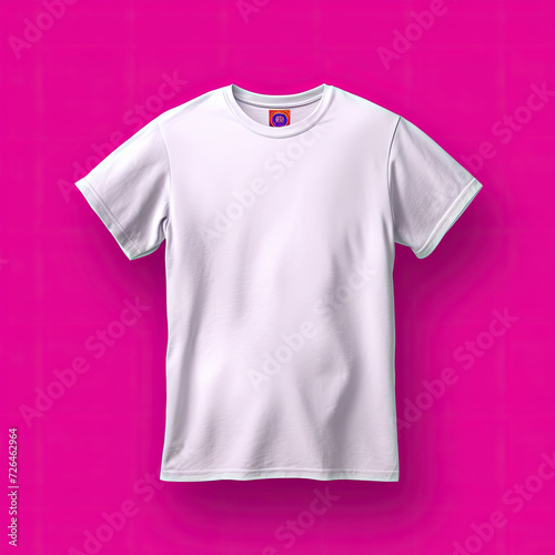 Blank White T-Shirt on Vibrant Pink Background - Generative AI
