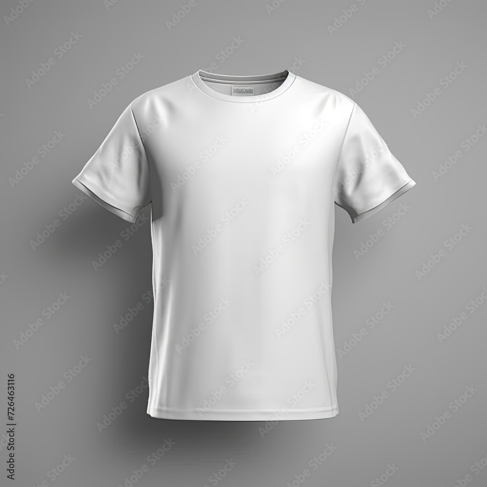 Blank White T-Shirt Against Grey Background - Generative AI Blank White T-Shirt Against Grey Background - Generative AI