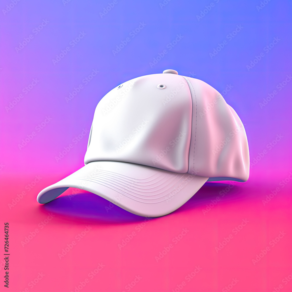 Fototapeta premium Blank White Cap on Vibrant Background - Generative AI