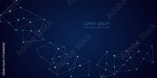 Abstract technology Network nodes, digital connection polygonal shapes, vector background. Science, technology, data structure, connected points, web. photo