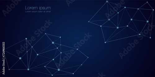 Abstract technology Network nodes, digital connection polygonal shapes, vector background. Science, technology, data structure, connected points, web.