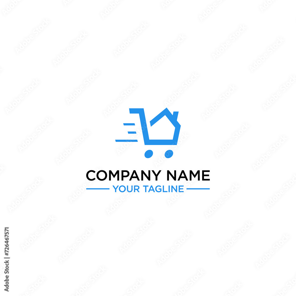 a trolley-shaped logo with speed motion is suitable for e-commerce companies a trolley-shaped logo with speed motion is suitable for e-commerce companies