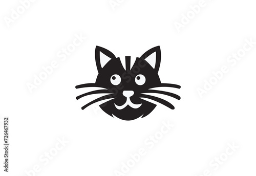 funny cat vector logo simple black and white background