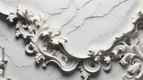 Abstract background with monograms, decorative plaster, cement wall, molding on the wall.