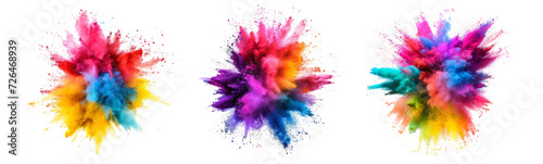 Colorful vibrant rainbow Holi paint color powder explosion with bright colors isolated white background photo