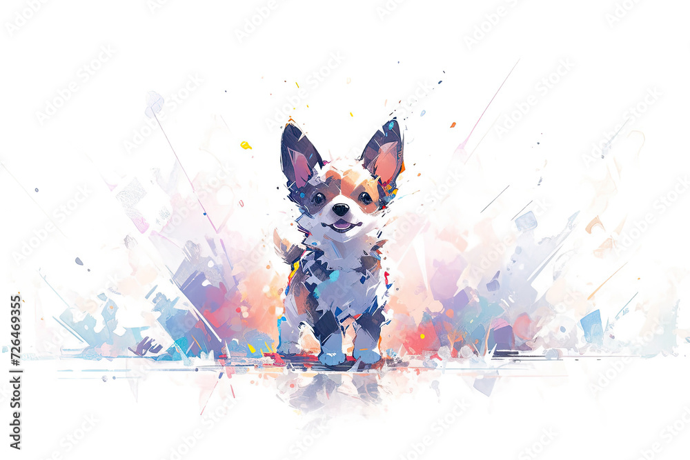 Happy Puppy in Colorful Abstract Art - Generative AI