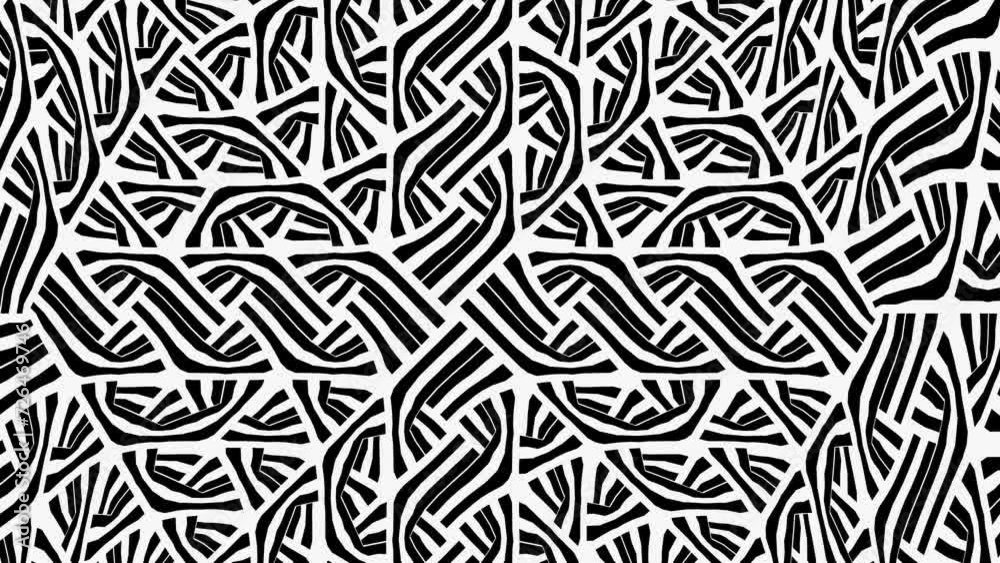 Abstract background with black and white stripes.Seamless loop video. Abstract background with black and white stripes.Seamless loop video.