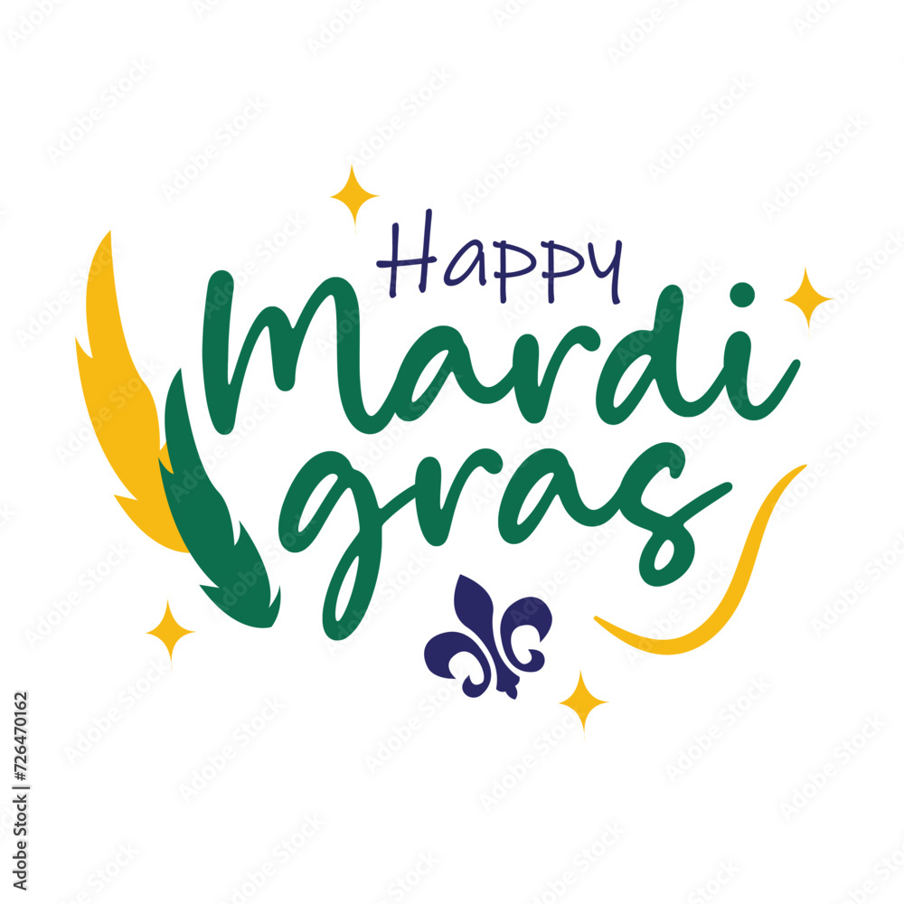 Fototapeta premium Happy mardi gras typography vector