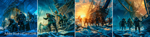 Obraz na plátně The scene depicts striking sailors on a frozen sea