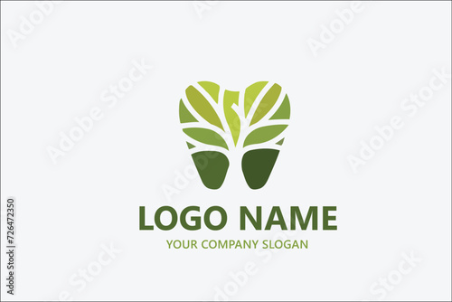 Vector leaf dental Tooth logo design