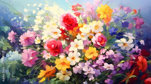 Colorful flowers background, spring season concept