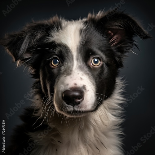 Macro photography border collie 3 months. Spring portrait of Border Collie.