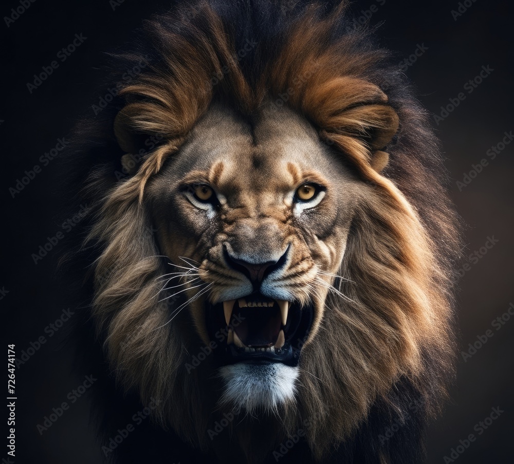 Fototapeta premium Lion king isolated on black background