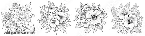 A coloring book specially designed for older people. It features floral illustrations in a simple style with thick lines and low detail. The lack of shading makes coloring easier for older people. photo