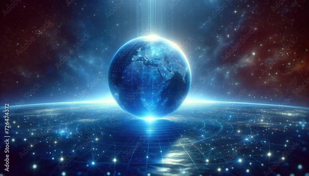 Digital World: Futuristic Blue Globe
