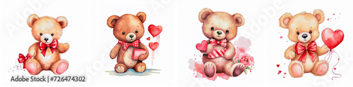 Adorable teddy bear toy for children Pastel watercolor design gives a soft and delicate look Ideal for playtime and as a cuddly companion Features a white background that brings out the colors of the 