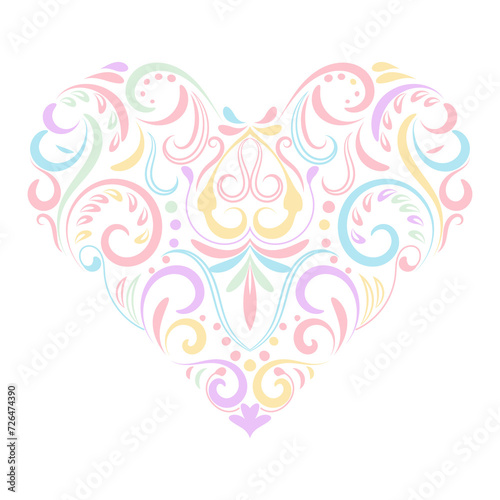vintage pattern heart pastel colored quilling flowers