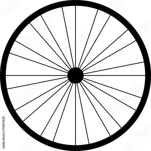 Circular radial, radiating lines element. Circular geometric element. Bicycle wheel isolated.