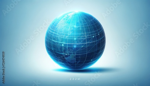 Digital World  Futuristic Blue Globe