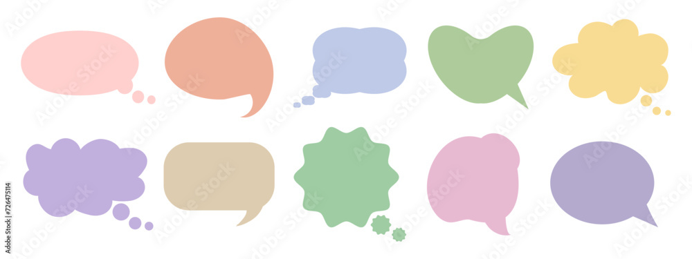 Set of clouds for text, abstract shapes for text. Pastel colors, decor elements, vector