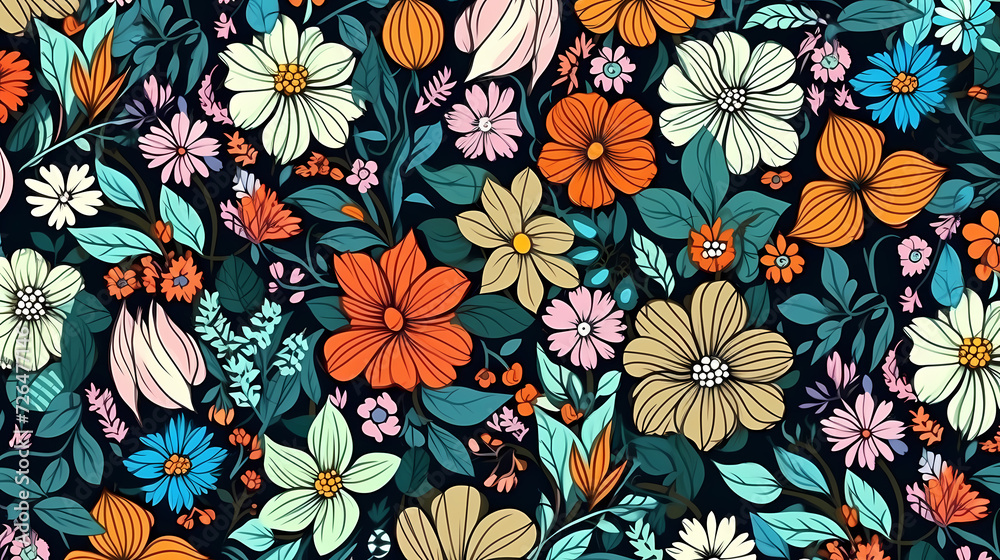 Seamless flower background, colorful flower background
