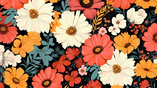 Seamless flower background, colorful flower background