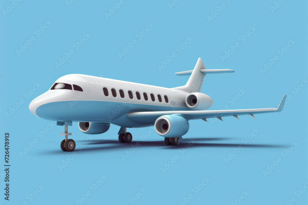 Airplane 3d vector cartoon icon 