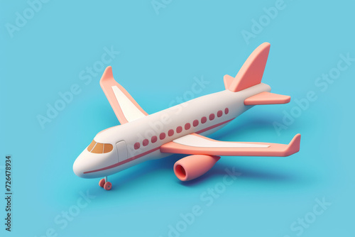 Airplane 3d vector cartoon icon 