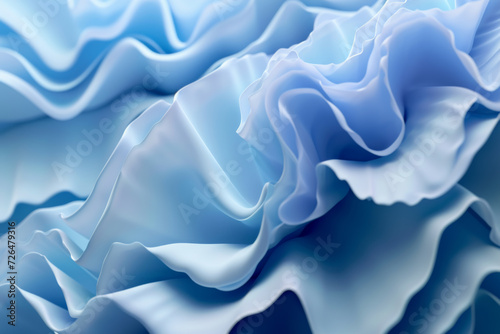 3d render abstract modern blue background folded ribbons macro fashion wallpaper with wavy layers and ruffles photo