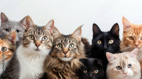 A delightful assembly of cats from various breeds, each with its unique charm and expressions