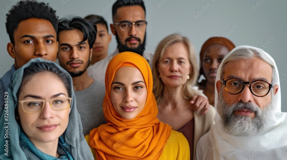 Fototapeta premium diverse people from different cultures and religions gather together, peoples' friendship day idea