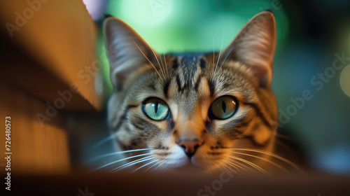 Close-up of a Tabby Cat's Face - Generative AI