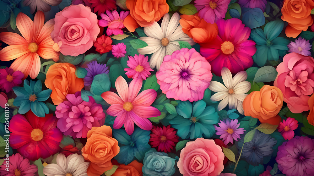 Colorful flowers background, spring season concept Colorful flowers background, spring season concept