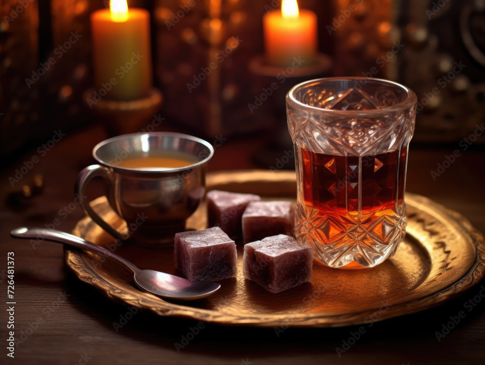 Cozy Tea Time with Turkish Delight - Generative AI Cozy Tea Time with Turkish Delight - Generative AI