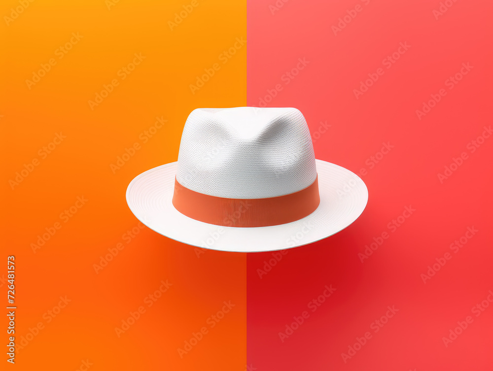 White Hat with Orange and Red Background - Generative AI White Hat with Orange and Red Background - Generative AI