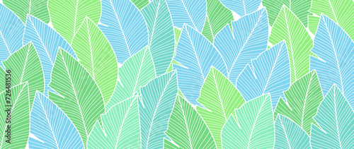 Abstract botanical art vector. Design with tropical plants, leaf branches, palm leaves. Foliage design for banner, prints, decor, wall art, decoration
