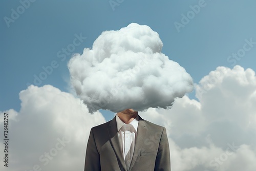 A man with a cloud head 