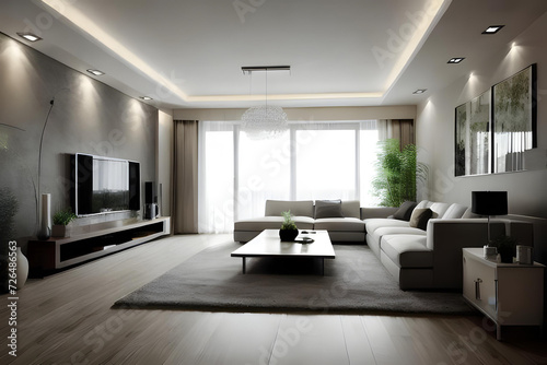Stylish scandinavian living room with modern style