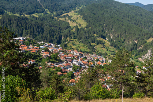 Gyovren village in the Rhodopes. Summer in Rhodope mountain, Bulgaria. photo