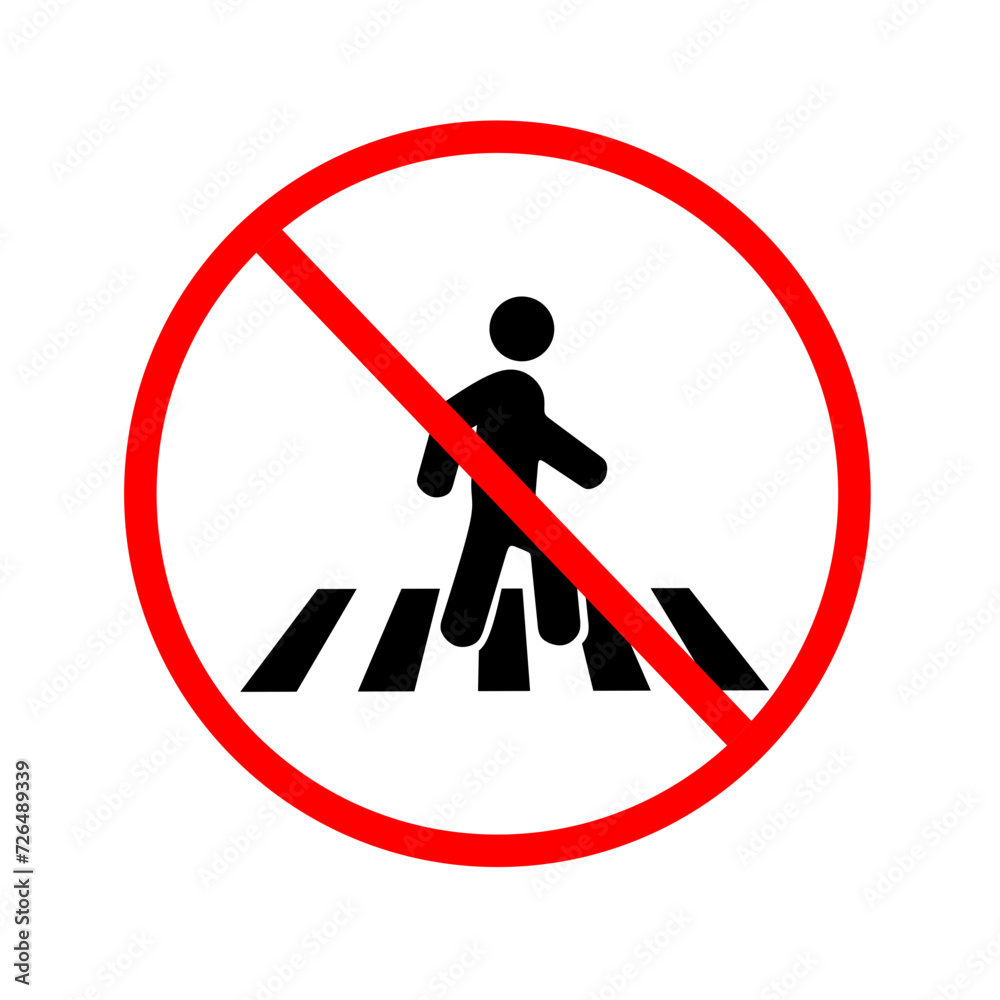 vector prohibition of crossing the road sign on white background