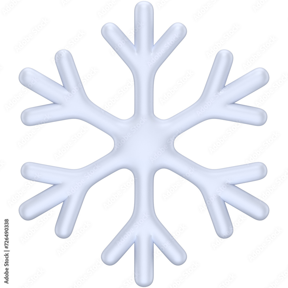 3D icon of a white snow flake 3D icon of a white snow flake