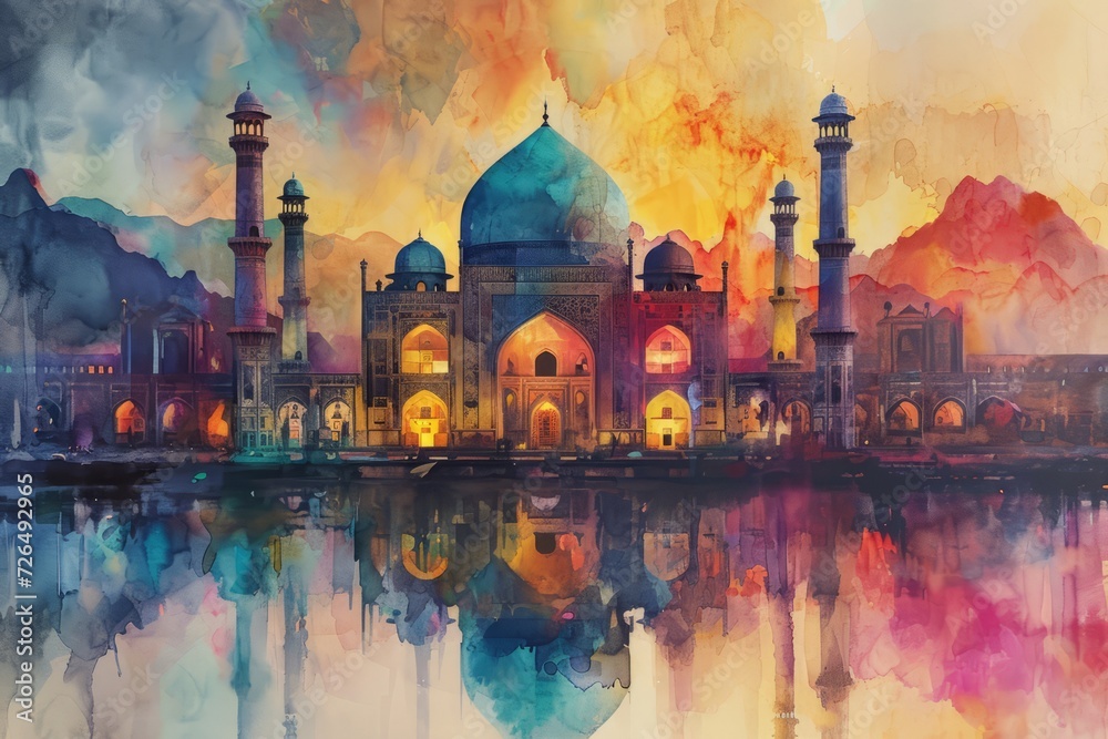 History of Iranian in watercolor colors Illustration. Iran history ...