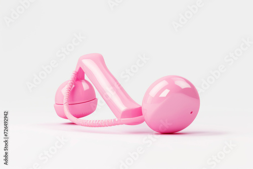 3d minimal call phone and bubble talk on white background. 